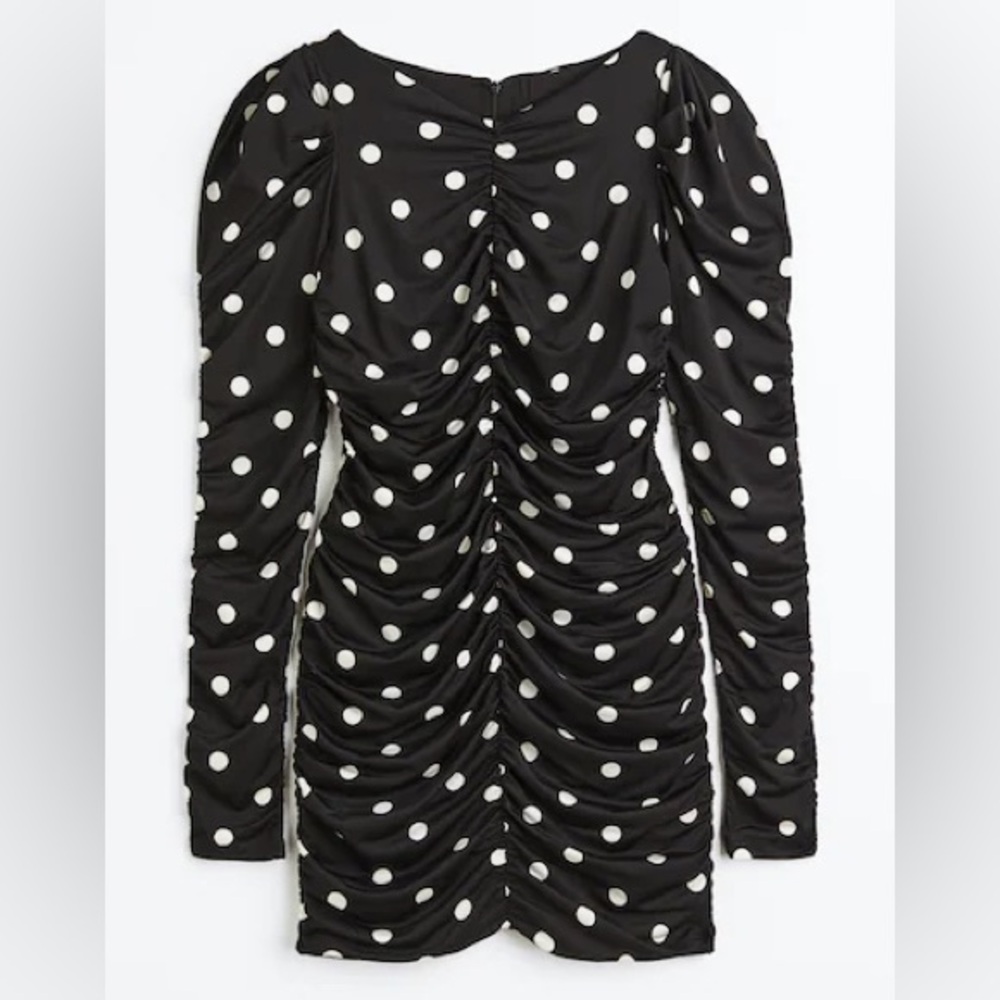 Polka dot bodycon rushed dress - Picture 5 of 8